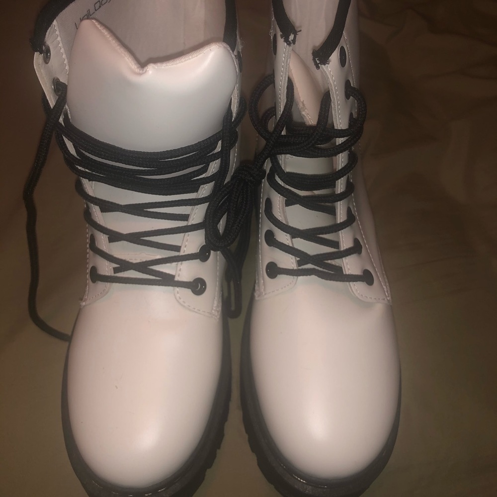 Dr. Martens look alike white combat boots